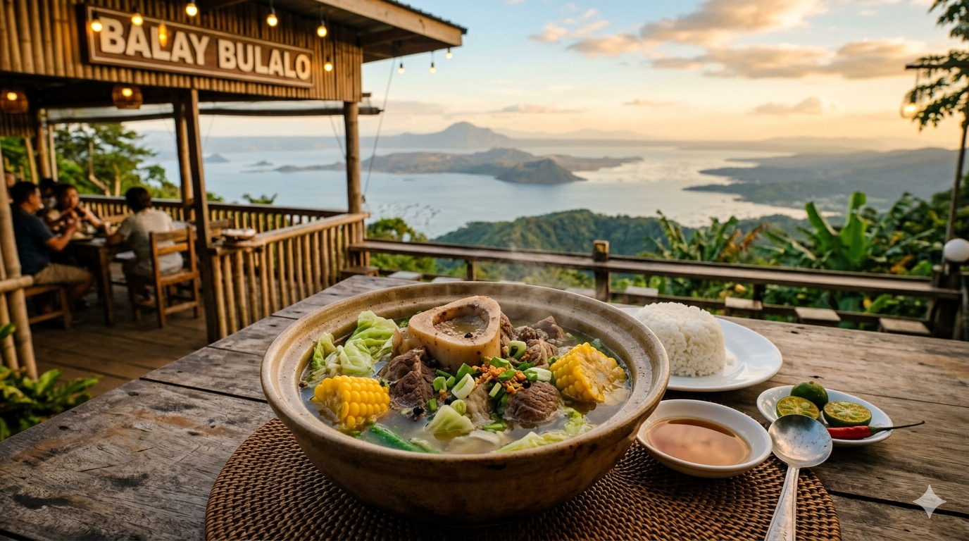 Filipino bulalo soup with beef shank, corn, cabbage, and broth in a bowl