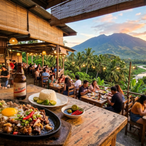Sisig Kapampangan served in a sizzling plate showing chopped pork and traditional preparation