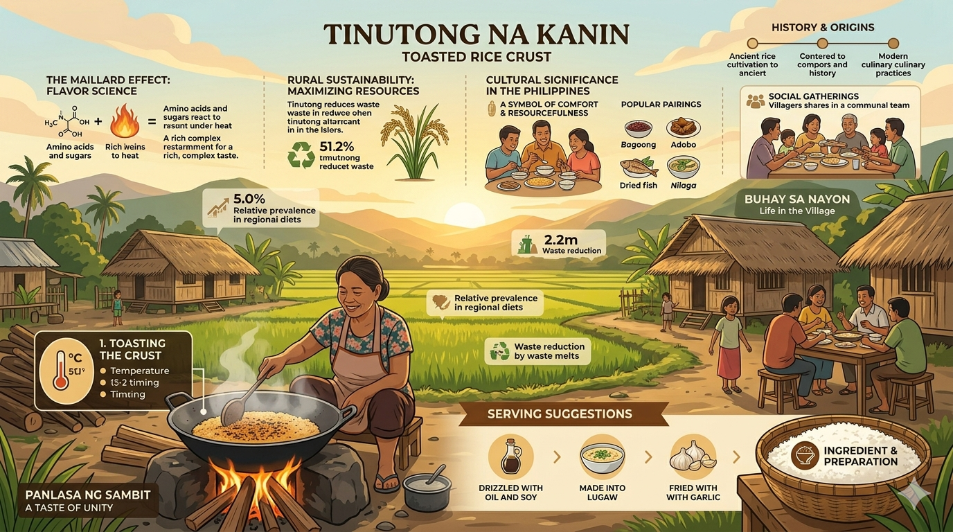 Diagram illustrating layers and browning of tinutong na kanin.