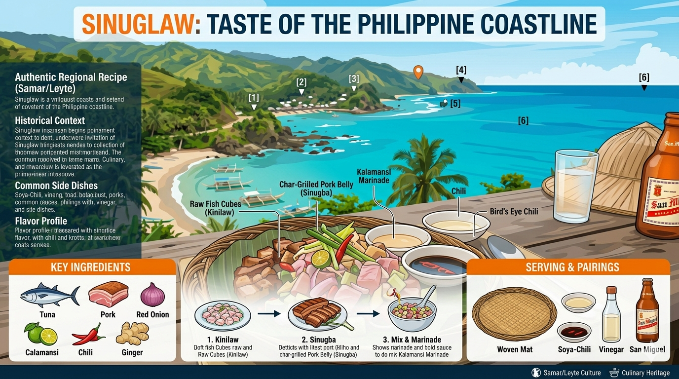 Illustrative infographic showing the components of Samar-style Sinuglaw with visual portions.