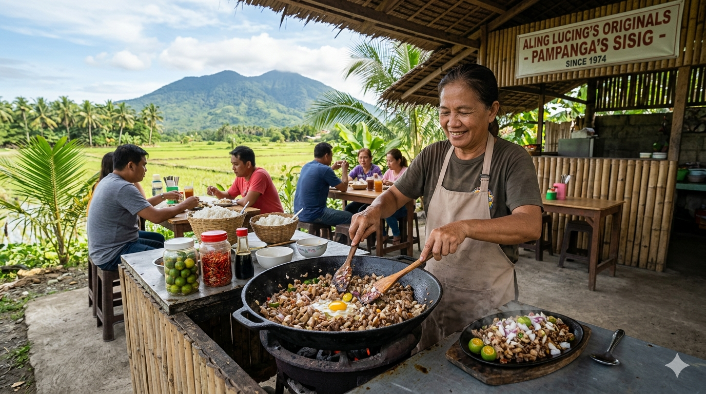Plate of Sisig with onions and calamansi for visual presentation