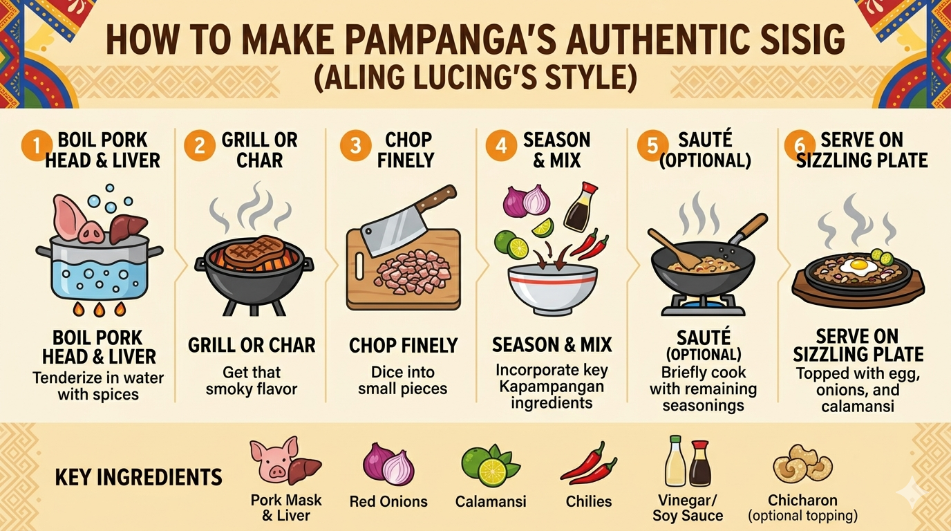 Chart showing typical ingredients and nutrient composition of Sisig