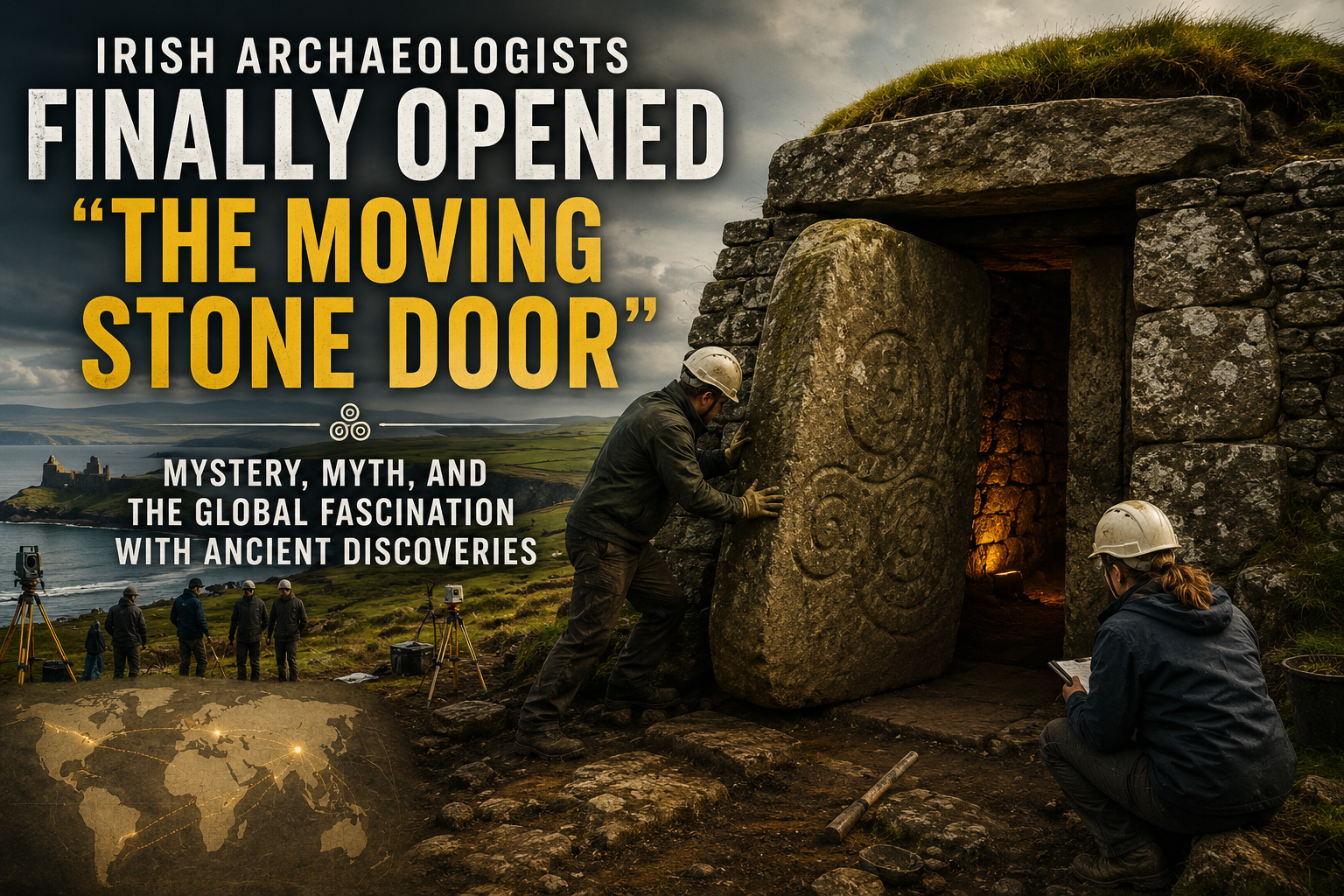 Ancient stone structure and archaeological excavation environment in Ireland
