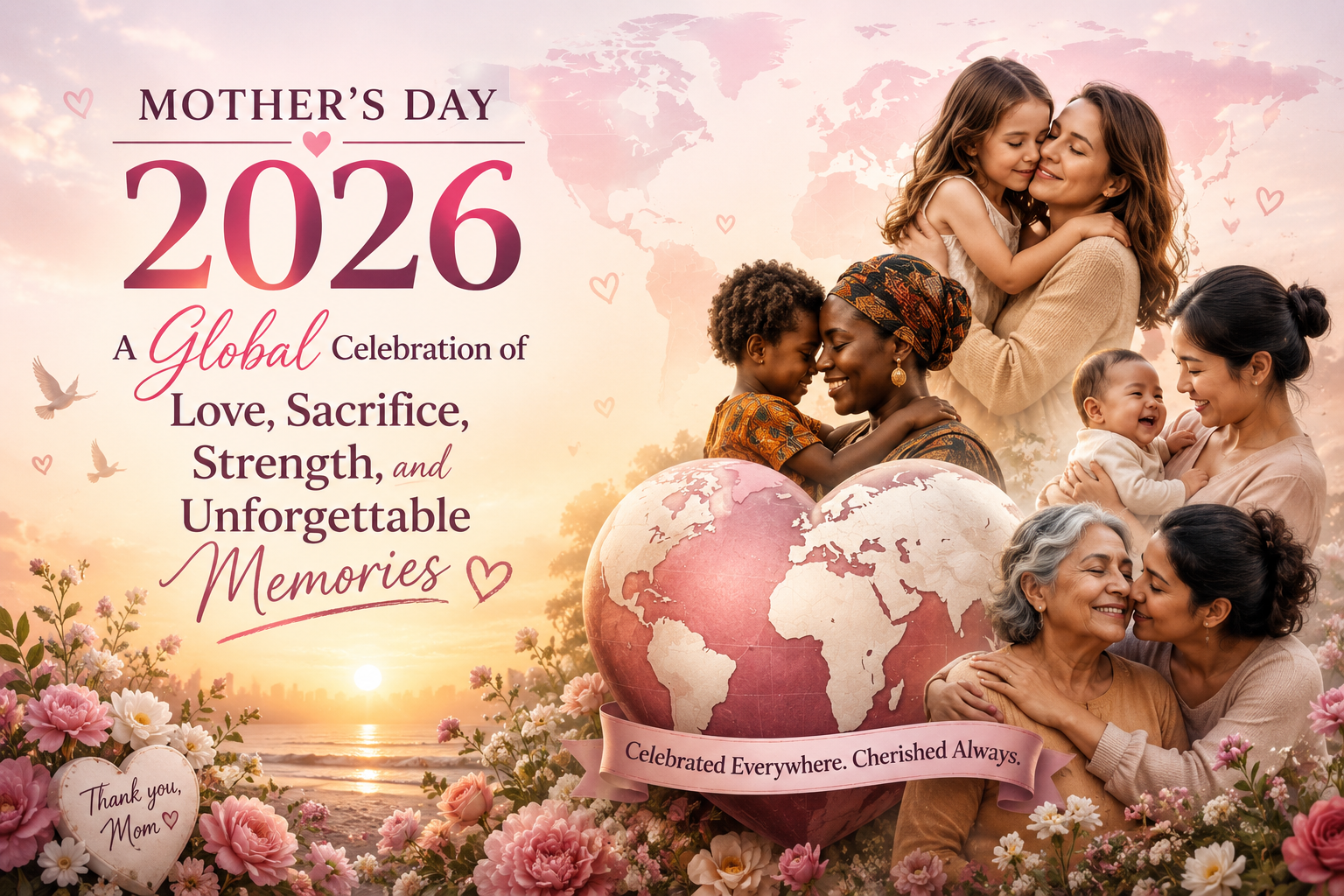 Families gathering together during a Mother’s Day celebration with flowers and shared activities